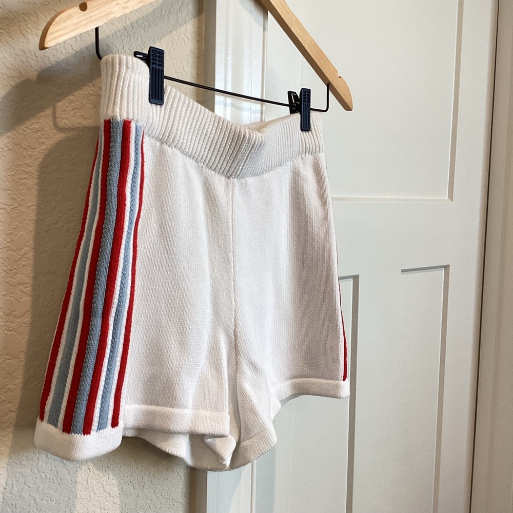 Anthropologie Daily Practice Sports Club Sweater Shorts Large White Stripe NWT - Picture 6 of 13